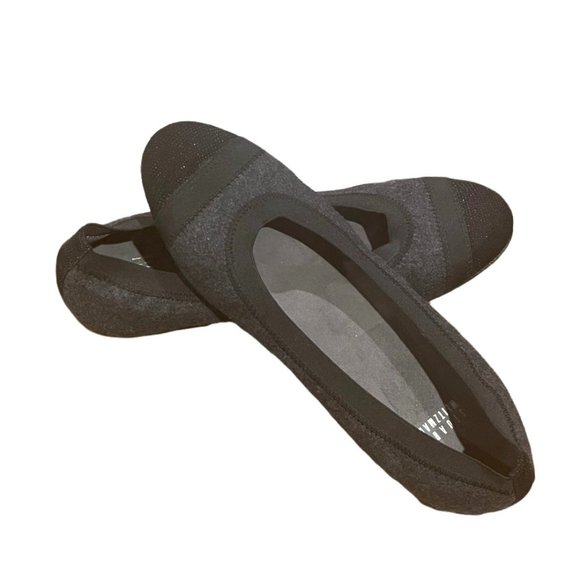 Stuart Weitzman Shoes - 📚Stuart Weitzman• Gray/Black Flannel & Elastic Flats - Size 9